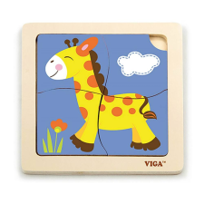 Viga Fa képes kirakó puzzle Viga 4 db Zsiráf puzzle, kirakós