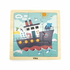 Viga Fa képes kirakó puzzle Viga 9 db Hajó puzzle, kirakós