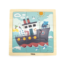 Viga Fa képes kirakó puzzle Viga 9 db Hajó puzzle, kirakós