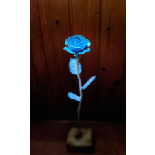  Világitó kovácsoltvas rózsa - AZÚRKÉK ajándéktárgy