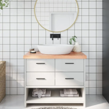  világosbarna kezelt tömör fa fürdőszobai pult 100x50x6 cm építőanyag