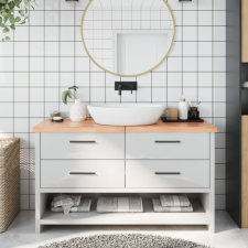 világosbarna kezelt tömör fa fürdőszobai pult 140x50x4 cm építőanyag