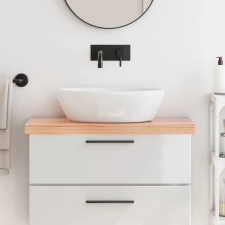  világosbarna kezelt tömör fa fürdőszobai pult 80x30x6 cm építőanyag