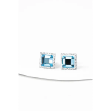  Világoskék Négyzet Alakú S925 Ezüst Fülbevaló Fehér Swarovski® Köves Díszítéssel fülbevaló
