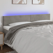  Világosszürke bársony LED-es fejtámla 200x5x78/88 cm ágy és ágykellék