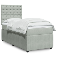  világosszürke bársony rugós ágy matraccal 80 x 200 cm ágy és ágykellék