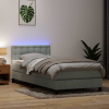  világosszürke bársony rugós és LED-es ágy matraccal 80x210 cm