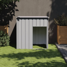  Világosszürke horganyzott acél kutyaház tetővel 110 x 103 x 109 cm szállítóbox, fekhely kutyáknak