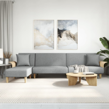  világosszürke L-alakú szövet kanapéágy 279x140x70 cm bútor