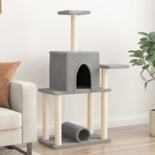 Világosszürke macskabútor szizál kaparófákkal 122 cm macskafelszerelés
