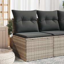  világosszürke polyrattan karfa nélküli kerti kanapé párnával kerti bútor
