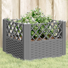  Világosszürke PP kerti virágláda cövekekkel 43,5x43,5x43,5 cm kerti tárolás