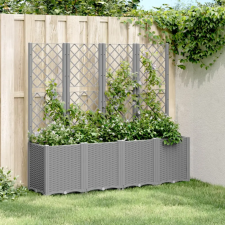  világosszürke PP rácsos kerti ültetőláda 160 x 40 x 140 cm kerti tárolás