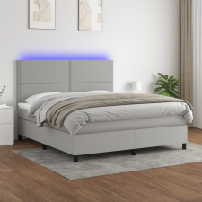 világosszürke szövet rugós és LED-es ágy matraccal 160x200 cm ágy és ágykellék