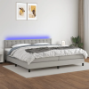  világosszürke szövet rugós és LED-es ágy matraccal 200x200 cm