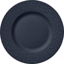 Villeroy & Boch Desszertes tányér, Villeroy & Boch Manufacture Rock 22 cm, fekete tányér és evőeszköz