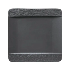 Villeroy & Boch Sekély tányér, Villeroy & Boch Manufacture Rock 28x28 cm, fekete tányér és evőeszköz