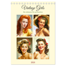  Vintage Girls. Die schönsten Pin-up Gesichter (Tischkalender 2024 DIN A5 hoch), CALVENDO Monatskalender – Rose Hurley naptár, kalendárium