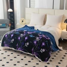  VIOLET BUTTERFLY sötétkék mikroplüss báránybőr pléd Méret: 160 x 200 cm lakástextília