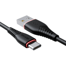 Vipfan Anti-Break X01 USB-A apa - USB-C apa 2.0 Töltő kábel - Fekete (1m) kábel és adapter