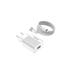 Vipfan E01 USB-A Hálózati töltő + Lightning kábel - Fehér (12W) mobiltelefon kellék