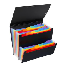 VIQUEL Harmonikamappa, PP, 12+6 rekeszes, VIQUEL "Rainbow Class", fekete mappa