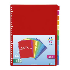 VIQUEL Regiszter, műanyag, A4 Maxi, 12 részes, VIQUEL regiszter és tartozékai