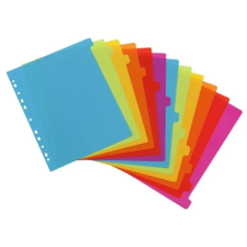 VIQUEL Regiszter, műanyag, A4 Maxi, 12 részes, VIQUEL, "Happy Fluo", színes regiszter és tartozékai