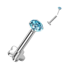  Virág Alakú Titánium Egyenesszárú Labret Piercing Kék Színű Cirkónia Kővel