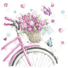 Virág Pink Bicycle with Basket szalvéta 20 db-os 33x33 cm party kellék
