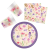 Virág Watercolor Flowers, Virág party szett 36 db-os 23 cm-es tányérral