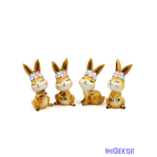  Virágkoszorús nyuszi figura 7,5x11cm dekorációs kellék