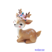  Virágkoszorús őzike figura 10x8 cm dekorációs kellék