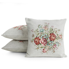  Virágmintás gobelin párnahuzat zsínilia fonalból Szürke 45x45 cm +/- 5% lakástextília