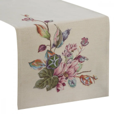  Virágmotívummal díszített gobelin asztali futó Natúr 45x140 cm +/-5% lakástextília