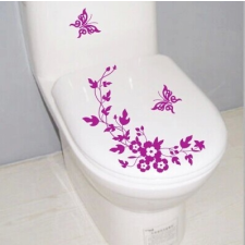 Virágok pillangókkal, toalett díszítő matrica higiéniai papíráru