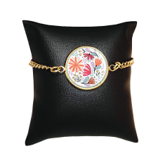  Virágos (3) üveglencsés karkötő több színben karkötő