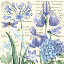 Virágos Irises Hydragea szalvéta 20 db-os 25x25 cm papírárú, csomagoló és tárolóeszköz