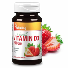 Vitaking D vitamin 2000NE eper ízű rágótabletta 90 db vitamin és táplálékkiegészítő