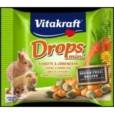 Vitakraft Drops Mini (sárgarépa,pitypang) - jutalomfalat rágcsálóknak (40g) kisállatfelszerelés