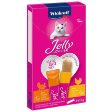 Vitakraft Jelly Lovers zselés jutalomfalat csirkével és pulykával macskáknak (1 csomag | 6 x 15 g = 2 x 3 db 15 g-os tasak) jutalomfalat macskáknak