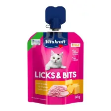 Vitakraft -Vitakraft Licks & Bits sajtos sonkás krém macska 60g jutalomfalat macskáknak