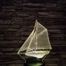 Vitorlás hajó 7 színű 3D led lámpa világítás
