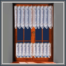 Vitrage SZÍV mintás, fehér vitrázs függöny, 95 cm magas lakástextília