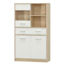  Vitrines szekrény 2D1W1S/80, fehér/tölgy sonoma, TEYO bútor