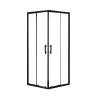 Viva Aqua 80x80 cm szögletes két tolóajtós zuhanykabin zuhanytálcával és króm szifonnal, fekete elemekkel, 190 cm magas