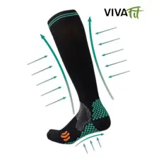 Vivafit Kompressziós sportzokni fekete-kék 40-45-es méret, GYVFSKZ2 gyógyászati segédeszköz