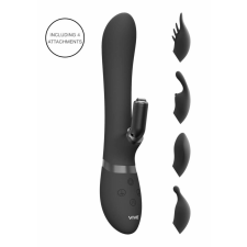 VIVE Chou - akkus, vízálló csiklókaros vibrátor cserélhető fejekkel (fekete) vibrátorok