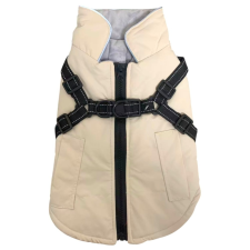  Vízálló bélelt kutyakabát beépített hámmal - Bézs - XXL kutyaruha