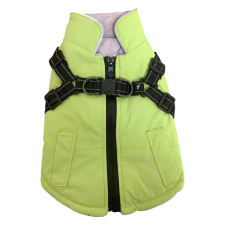  Vízálló bélelt kutyakabát beépített hámmal - Zöld - L kutyaruha